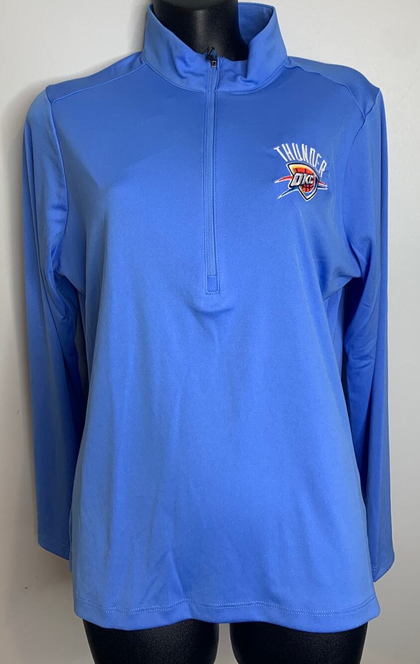 Antigua Women's Tribute Large Blue Oklahoma City Thunder 3/4 Zip Pullover NEW